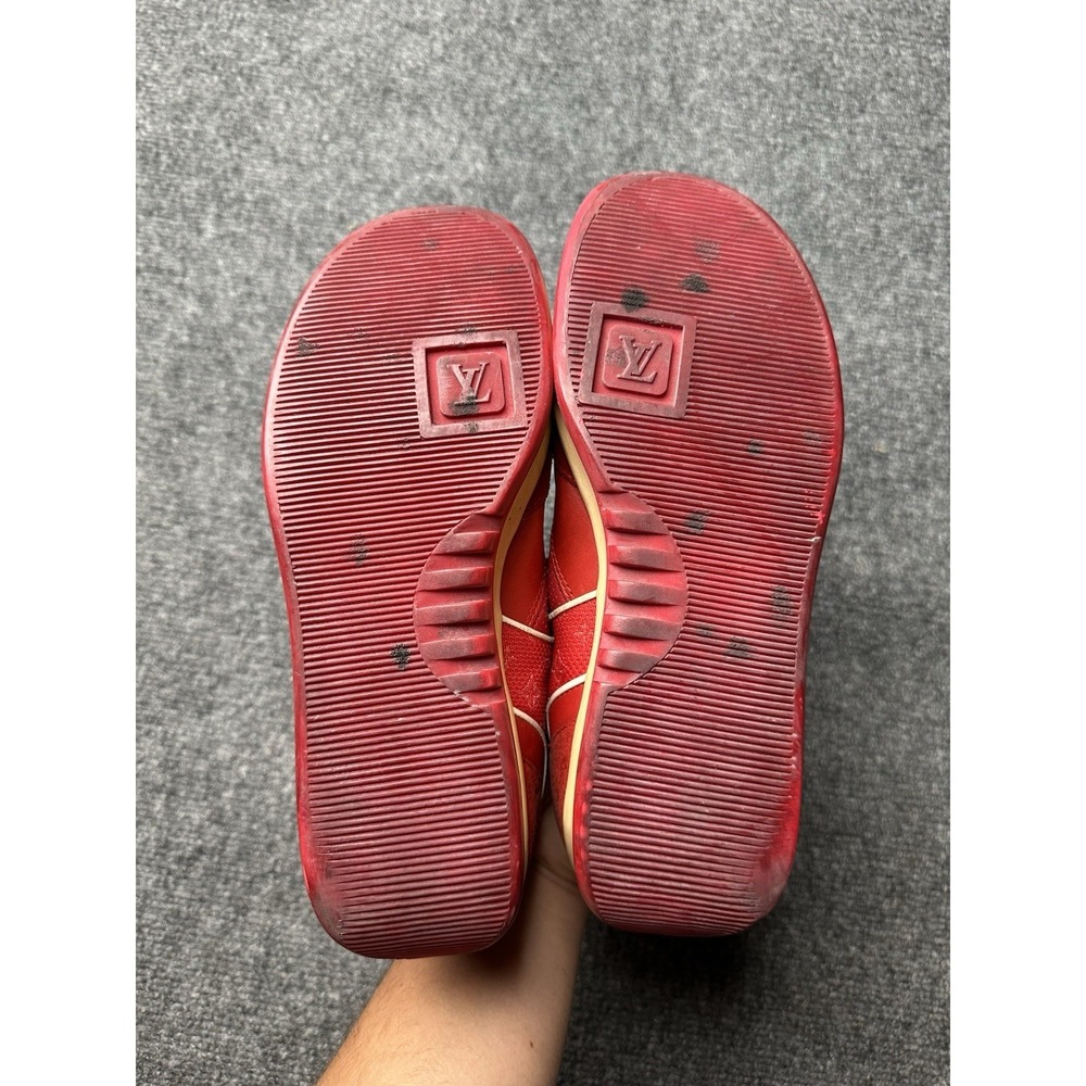 Womens Sneakers Louis Vuitton Red Leather Low Top, Size US 6.5 - Picture 7 of 12